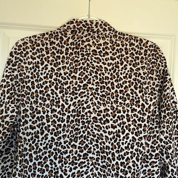 Talbots Leopard Print Button Down Cotton Stretch Blouse Size Medium - Picture 8 of 8